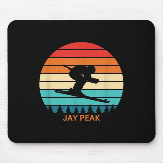 Retro Sunset Jay Peak Vermont Skifahrer Mousepad (Vorne)
