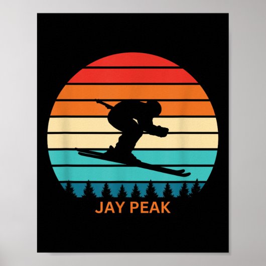 Retro Sunset Jay Peak Vermont Skifahrer Poster (Vorne)