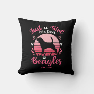 Retro Sunset Just a Girl, die Beagle benennen Lieb Kissen