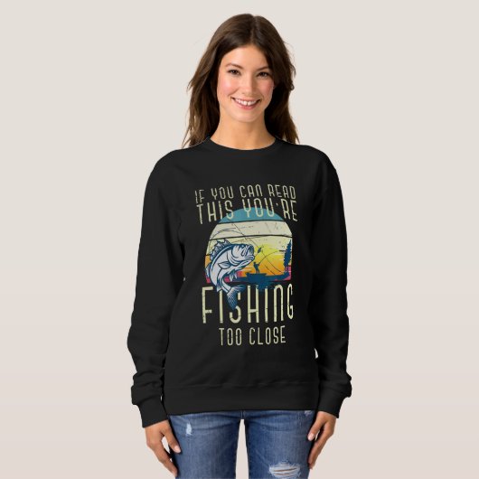 Retro Sunset Lake Fischen Fischer Hobby Fischen Sweatshirt (Vorne ganz)