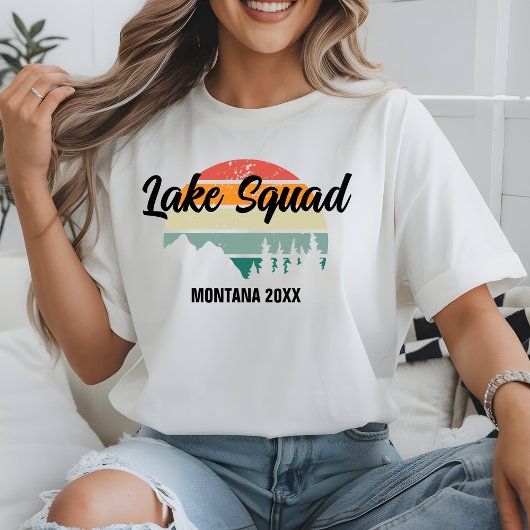 Retro Sunset Lake Squad Family Wiedersehen Summer T-Shirt