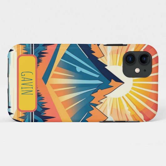 Retro Sunset Landschaft Personalisiert Case-Mate iPhone Hülle (Rückseite (Horizontal))