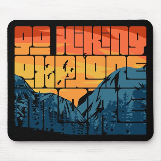 Retro Sunset Landschaft Wandern neben dem Wasser Mousepad (Vorne)