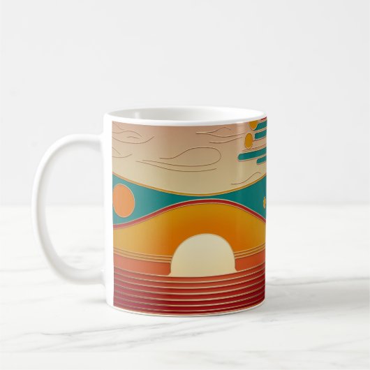 Retro Sunset Lines Aesthetic Classic Coffee Mug Kaffeetasse (Links)