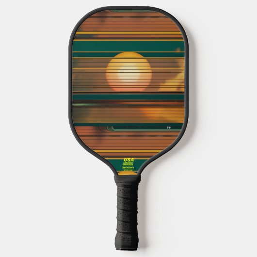 Retro Sunset Lines Aesthetic Pickleball Paddle (Rückseite)