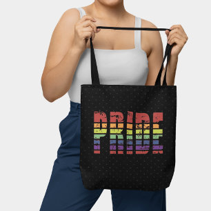 Retro Sunset Lines Gay Pride Rainbow Flag Grunge Tasche