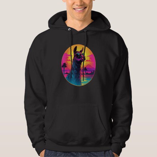 Retro Sunset Llama Hoodie (Vorderseite)