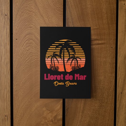 Retro Sunset Lloret de Mar Spanien Urlaub Postkarte