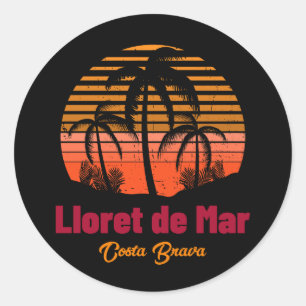 Retro Sunset Lloret de Mar Spanien Urlaub Runder Aufkleber