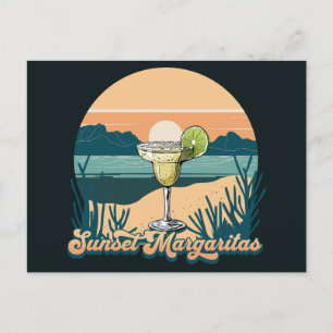 Retro Sunset Margaritas Postkarte