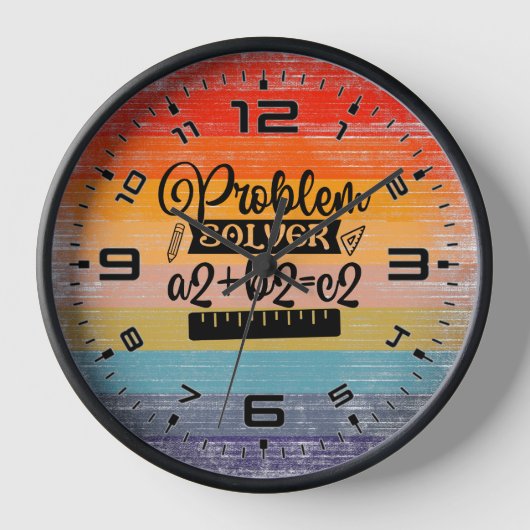 Retro Sunset Math Teacher Uhr (Vorderseite)