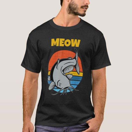 Retro Sunset Meow Catfish T-Shirt (Vorderseite)