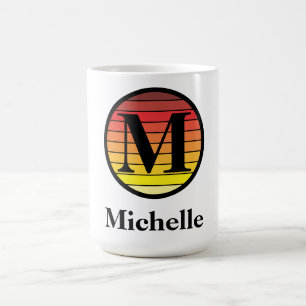 Retro-Sunset-Monogramm-Vorlage Kaffeetasse