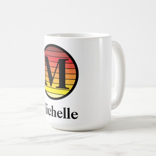 Retro-Sunset-Monogramm-Vorlage Kaffeetasse (VorderseiteRechts)