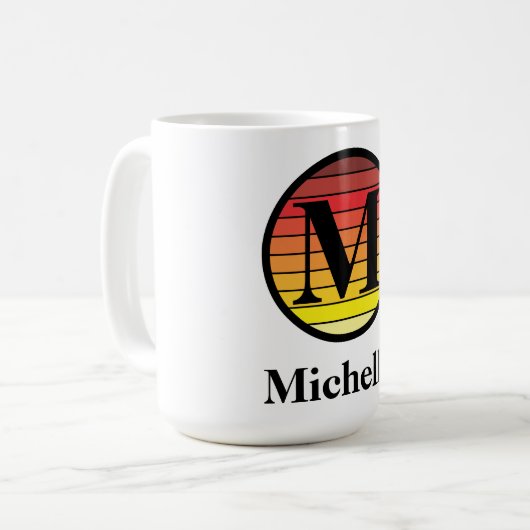 Retro-Sunset-Monogramm-Vorlage Kaffeetasse (Vorderseite Links)