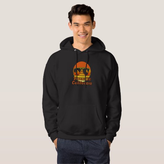 Retro Sunset Mountain Wanderung Yosemite Californi Hoodie (Vorne ganz)