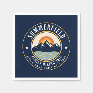 Retro Sunset Mountains Family Wanderpapier Serviette