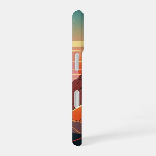 Retro Sunset Mountains iPhone 16 Hülle (Rechte Seite)