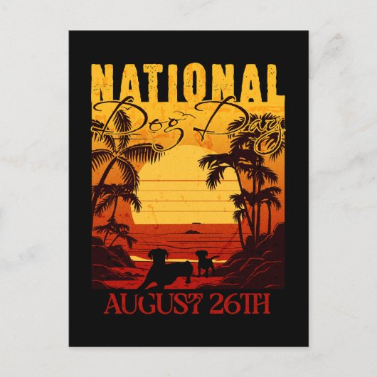 Retro Sunset National Dog Day Postkarte (Vorderseite)