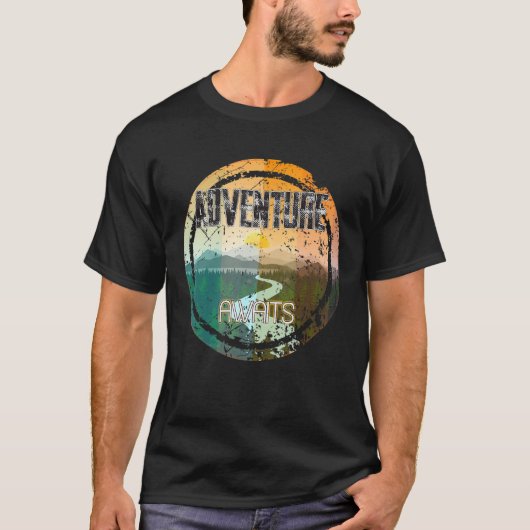 Retro Sunset Natural Lake Adventure Park T-Shirt (Vorderseite)
