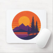 Retro Sunset Nature Vibes | Vintage 80s Aesthetic  Mousepad (Mit Mouse)