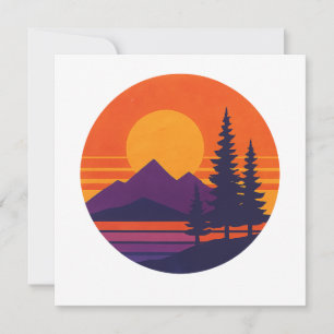 Retro Sunset Nature Vibes Vintager 80er Ästhetik Karte