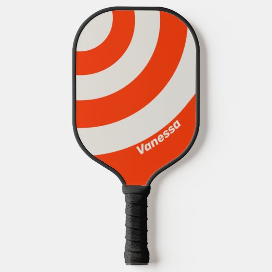 Retro Sunset Orange Three Circle Strip mit Name Pickleball Schläger (Vorderseite)