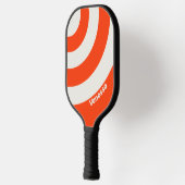 Retro Sunset Orange Three Circle Strip mit Name Pickleball Schläger (Links)