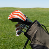 Retro Sunset Orange Three Pin Stripes with Name Golf Headcover (In SItu)