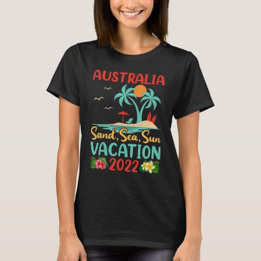 Retro Sunset Palm Tree Beach Vacation 2022 Austral T-Shirt (Vorderseite)