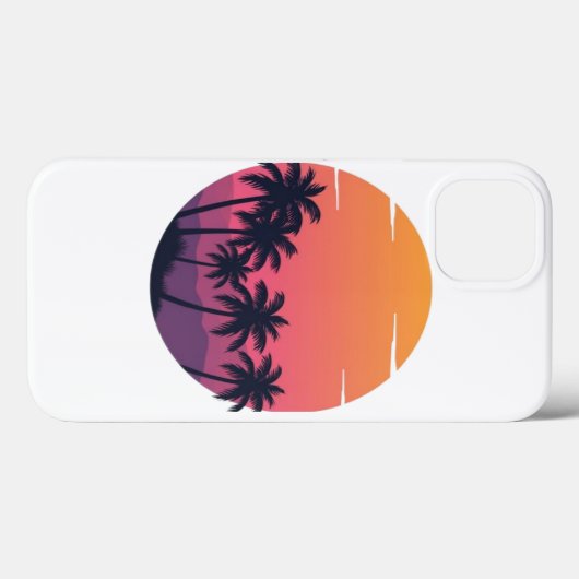 Retro Sunset Palm Trees Case-Mate iPhone Hülle (Rückseite (Horizontal))
