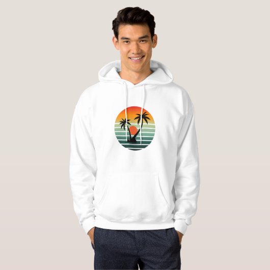 Retro Sunset Palm Trees Hoodie (Vorne ganz)