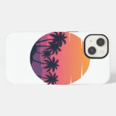 Retro Sunset Palm Trees iPhone Hülle (Rückseite (Horizontal))