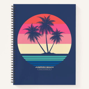 Retro Sunset Palm Trees Junipero Beach Notizblock