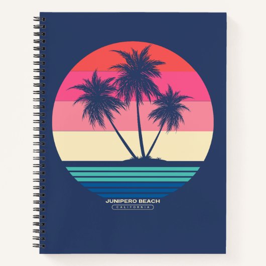 Retro Sunset Palm Trees Junipero Beach Notizblock (Vorderseite)