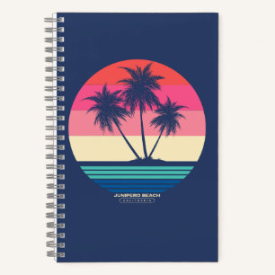 Retro Sunset Palm Trees Junipero Beach Notizblock