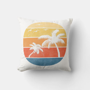 Retro Sunset Palm Trees Kissen