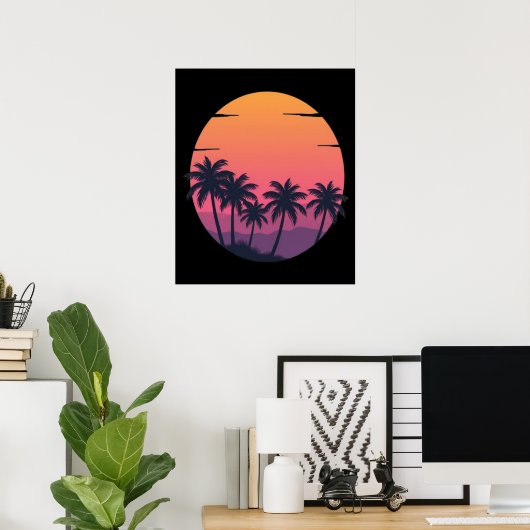 Retro Sunset Palm Trees Poster (Heimbüro)