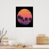 Retro Sunset Palm Trees Poster (Küche)