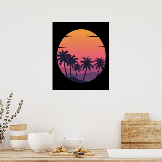 Retro Sunset Palm Trees Poster (Küche)