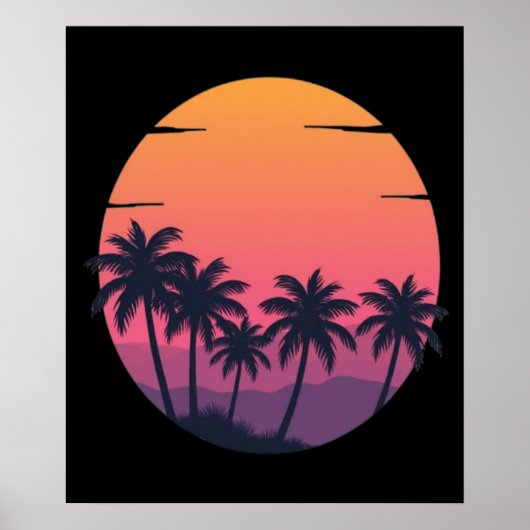 Retro Sunset Palm Trees Poster (Vorne)