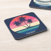 Retro Sunset Palm Trees Zuma Beach Getränkeuntersetzer (Linke Seite)