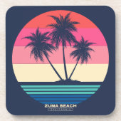 Retro Sunset Palm Trees Zuma Beach Getränkeuntersetzer (Vorderseite)
