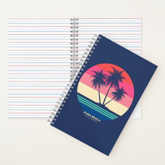 Retro Sunset Palm Trees Zuma Beach Notizblock (Innen)