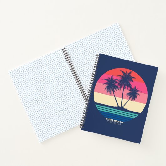 Retro Sunset Palm Trees Zuma Beach Notizblock (Innenseite)