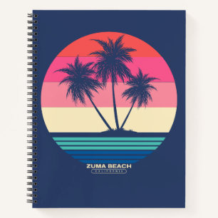 Retro Sunset Palm Trees Zuma Beach Notizblock