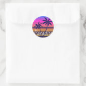 Retro sunset Paradise Runder Aufkleber (Tasche)