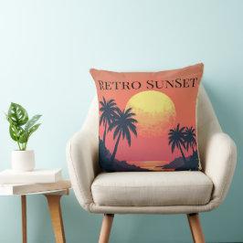 Retro Sunset Paradise - Vintage tropische Flucht Kissen