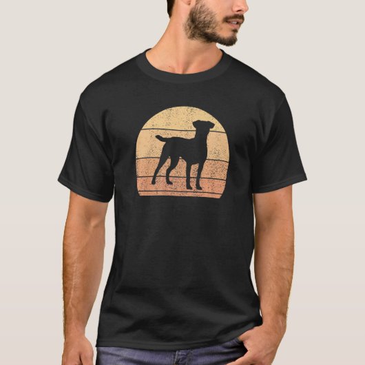 Retro Sunset Patterdale Terrier Dog T-Shirt (Vorderseite)