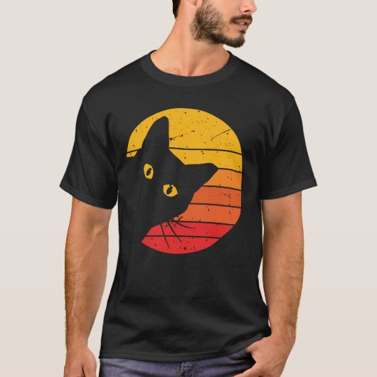 Retro Sunset Peekaboo Katze Männer T - Shirt (Vorderseite)